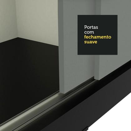 Imagem de Guarda-Roupa Casal Madesa Reno 3 Portas de Correr - Preto/Cinza