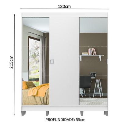 Imagem de Guarda-Roupa Casal Madesa Veneza 3 Portas de Correr 2 Portas com Espelho com Pés
