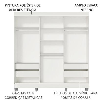 Imagem de Guarda-Roupa Casal Madesa Veneza 3 Portas de Correr 2 Portas com Espelho com Pés