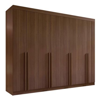 Imagem de Guarda-Roupa Casal MDF 8 Portas Ripado Império Marrom/Castanho