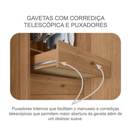 Imagem de Guarda-Roupa Casal MDF com Espelho 3 Portas 6 Gavetas Soberano