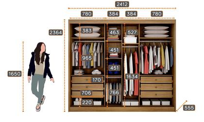 Imagem de Guarda-Roupa Casal MDF com Espelho 3 Portas 6 Gavetas Soberano