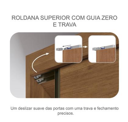 Imagem de Guarda-Roupa Casal MDF com Espelho 3 Portas 6 Gavetas Soberano