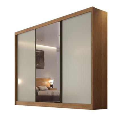 Imagem de Guarda-Roupa Casal MDF com Espelho 3 Portas 6 Gavetas Soberano