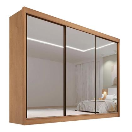 Imagem de Guarda Roupa Casal MDF Espelhado 3 Portas 6 Gavetas Qatar Marrom/Cinamomo