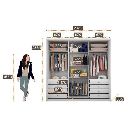 Imagem de Guarda Roupa Casal Medelim 3 Portas 8 Gavetas Neve  Novo Horizonte