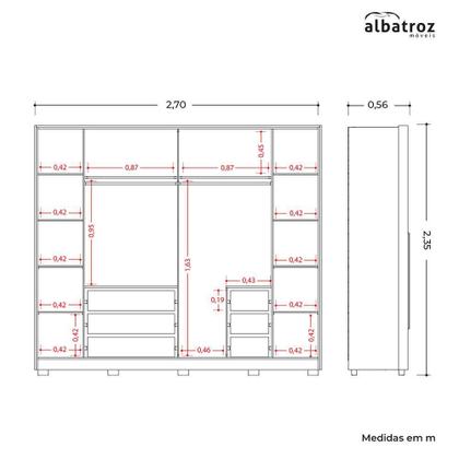 Guarda Roupa Casal Mercure 6 Portas 6 Gavetas Móveis Albatroz