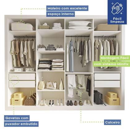Imagem de Guarda Roupa Casal Milano 4 Portas 4 Gavetas Minastex
