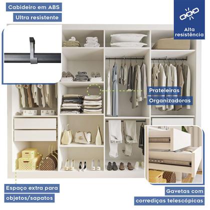 Imagem de Guarda Roupa Casal Milano 4 Portas 4 Gavetas Minastex