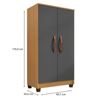 Imagem de Guarda Roupa Casal Modena com Espelho 6 Portas Cômoda Sapateira Cannes e Armário Multiuso Recife Carvalho Americano Grafite- Incorplac