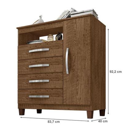 Imagem de Guarda Roupa Casal Modena Com Espelho 6 Portas Cômoda Sapateira Cannes E Armário Multiuso Recife Malbec - Incorplac