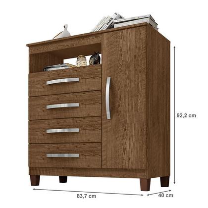 Imagem de Guarda Roupa Casal Modena com Espelho 6 Portas Cômoda Sapateira Cannes e Armário Multiuso Recife Malbec - Incorplac