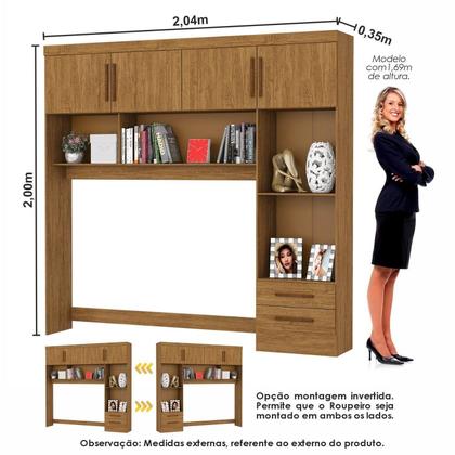 Imagem de Guarda-roupa Casal Modulado 4 Portas com Cama Santiago 3 Portas 5 Gavetas