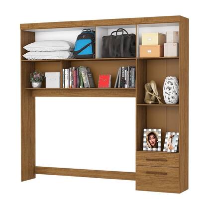 Imagem de Guarda-Roupa Casal Modulado 4 Portas com Cama Santiago 3 Portas com Espelho 5 Gavetas Bege/Cinamomo/Off White