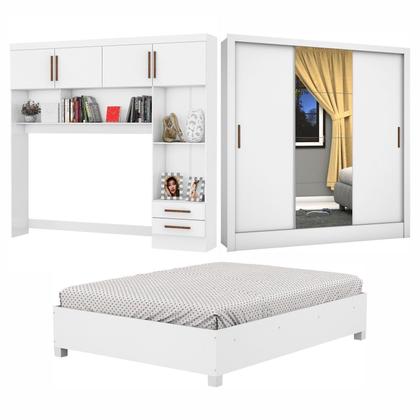 Imagem de Guarda-roupa Casal Modulado 4 Portas com Cama Santiago 3 Portas Plus 5 Gavetas com Espelho