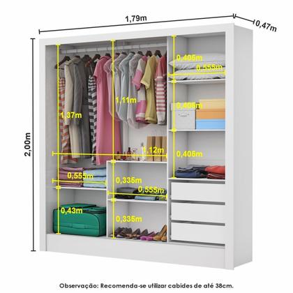 Imagem de Guarda-roupa Casal Modulado 4 Portas com Cama Santiago 3 Portas Plus 5 Gavetas com Espelho