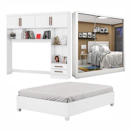 Imagem de Guarda-roupa Casal Modulado 4 Portas com Cama Santiago 3 Portas Premium 5 Gaveta com Espelho