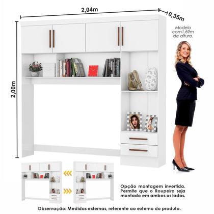 Imagem de Guarda-roupa Casal Modulado 4 Portas com Cama Santiago 3 Portas Premium 5 Gaveta com Espelho
