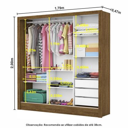 Imagem de Guarda-roupa Casal Modulado 4 Portas Santiago 3 Portas Plus 5 Gavetas com Espelho