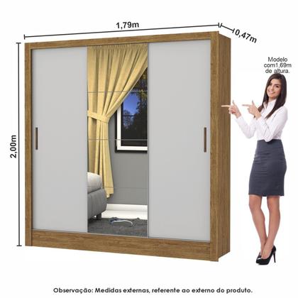Imagem de Guarda-roupa Casal Modulado 4 Portas Santiago 3 Portas Plus 5 Gavetas com Espelho