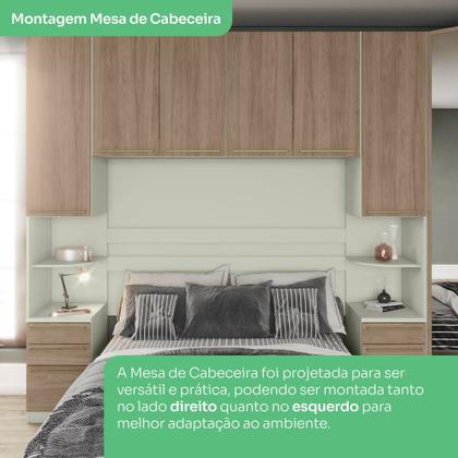 Imagem de Guarda Roupa Casal Modulado 5 Peças com Espelho e Cabeceira 10 Portas 12 Gavetas Seletto Areia/Jequitibá