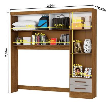 Imagem de Guarda Roupa Casal Modulado 5 Portas com Cama Hercules 4 Portas 4 Gavetas Cinamomo com Off White
