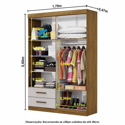 Imagem de Guarda Roupa Casal Modulado 5 Portas com Cama Hercules 4 Portas 4 Gavetas Cinamomo com Off White