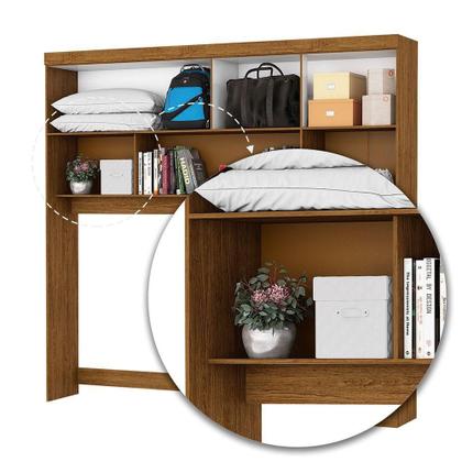 Imagem de Guarda Roupa Casal Modulado 5 Portas com Cama Hercules 4 Portas 4 Gavetas Cinamomo com Off White