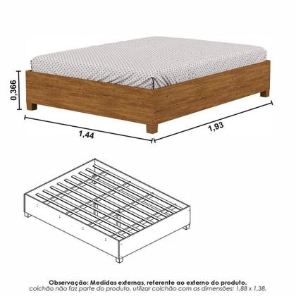 Imagem de Guarda Roupa Casal Modulado 5 Portas com Cama Hercules 4 Portas 4 Gavetas Cinamomo com Off White