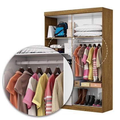 Imagem de Guarda Roupa Casal Modulado 5 Portas com Cama Hercules 4 Portas 4 Gavetas Cinamomo com Off White