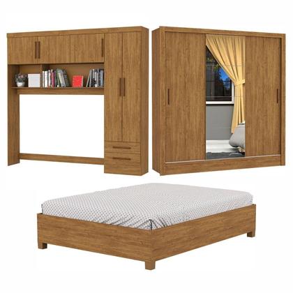 Imagem de Guarda-roupa Casal Modulado 5 Portas com Cama Santiago 3 Portas Premium 5 Gaveta com Espelho