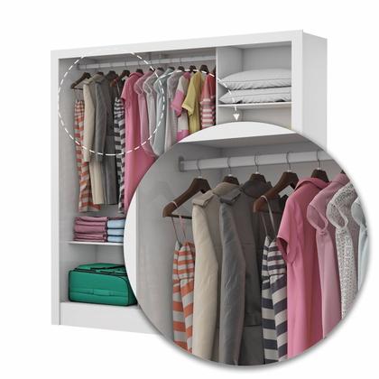 Imagem de Guarda-Roupa Casal Modulado 5 Portas Santiago 3 Portas Premium 5 Gaveta com Espelho Branco