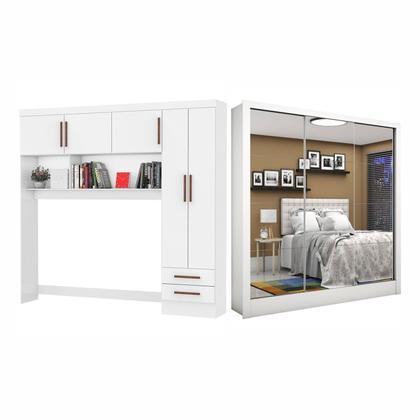 Imagem de Guarda-Roupa Casal Modulado 5 Portas Santiago 3 Portas Premium 5 Gaveta com Espelho Branco