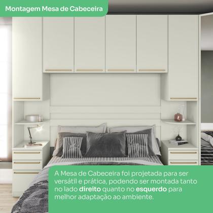 Imagem de Guarda Roupa Casal Modulado 6 Peças com Espelho e Cabeceira 11 Portas 9 Gavetas Seletto Areia Bege/HP