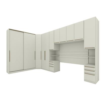 Imagem de Guarda Roupa Casal Modulado 6 Peças com Espelho e Cabeceira 11 Portas 9 Gavetas Seletto Areia Bege/HP
