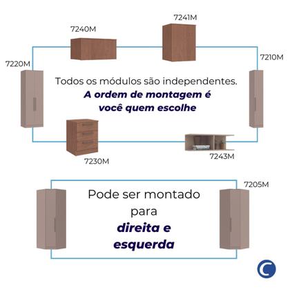 Imagem de Guarda Roupa Casal Modulado 9 Peças Requinte