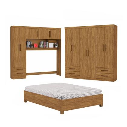 Imagem de Guarda-Roupa Casal Modulado com Cama Hércules 11 Portas 6 Gavetas Cinamomo - Carioca Móveis