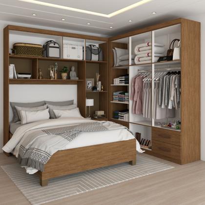 Imagem de Guarda-Roupa Casal Modulado com Cama Paradise 10  Portas 6gavetasfreijó - Panorama Móveis