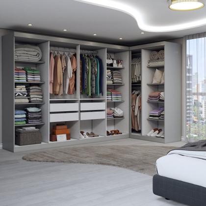 Imagem de Guarda-Roupa Casal Modulado Odisseia 11 Portas 4 Gavetas com Espelho Onix - Panorama Móveis
