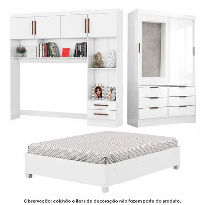 Imagem de Guarda Roupa Casal Modulado Sevilha 4 e 2 Portas 8 Gavetas com Espelho e Cama Casal Carioca Móveis