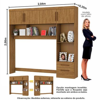 Imagem de Guarda Roupa Casal Modulado Sevilha 4 e 2 Portas 8 Gavetas com Espelho e Cama Casal Carioca Móveis