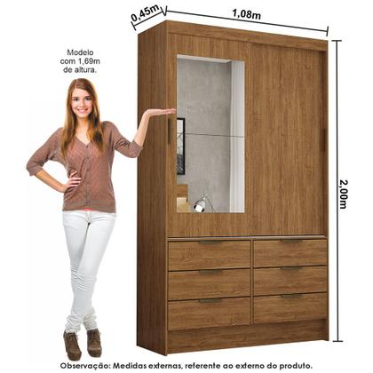 Imagem de Guarda Roupa Casal Modulado Sevilha 4 e 2 Portas 8 Gavetas com Espelho e Cama Casal Carioca Móveis