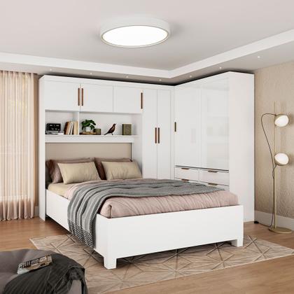 Imagem de Guarda Roupa Casal Modulado Sevilha 5 e 2 Portas 8 Gavetas com Cama Casal Carioca Móveis