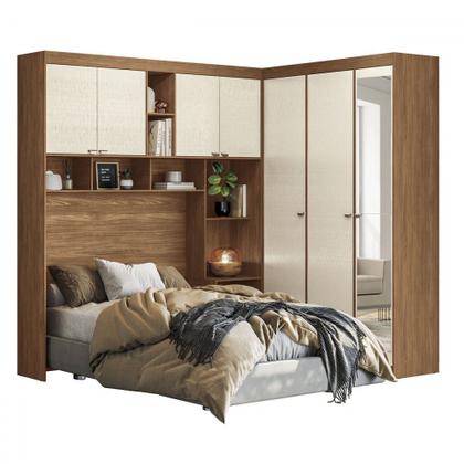 Imagem de Guarda-Roupa Casal Modulado Toledo 7 Portas 4 Gavetas Jatoba/Areia com Espelho - Pnr Móveis
