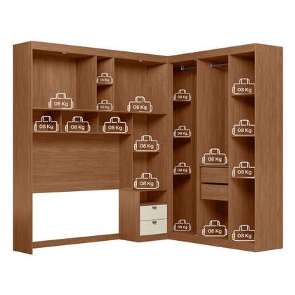 Imagem de Guarda-Roupa Casal Modulado Toledo 7 Portas 4 Gavetas Jatoba/Areia com Espelho - Pnr Móveis