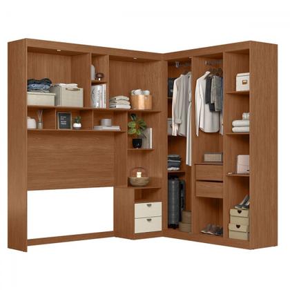 Imagem de Guarda-Roupa Casal Modulado Toledo 7 Portas 4 Gavetas Jatoba/Areia com Espelho - Pnr Móveis