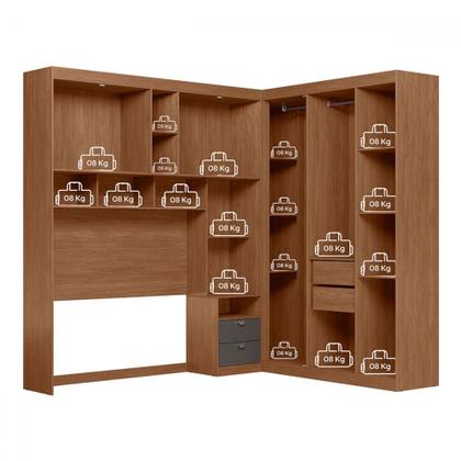 Imagem de Guarda-Roupa Casal Modulado Toledo 7 Portas 4 Gavetas Jatoba/Grafite com Espelho - Pnr Móveis