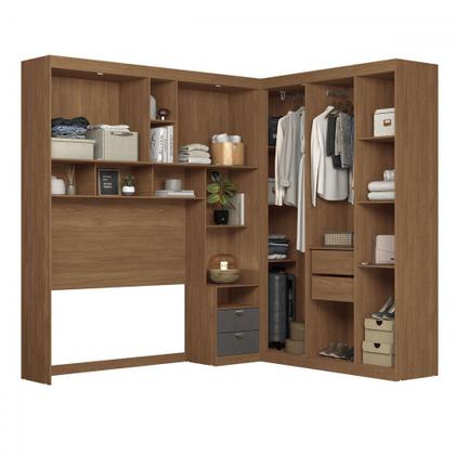 Imagem de Guarda-Roupa Casal Modulado Toledo 7 Portas 4 Gavetas Jatoba/Grafite com Espelho - Pnr Móveis