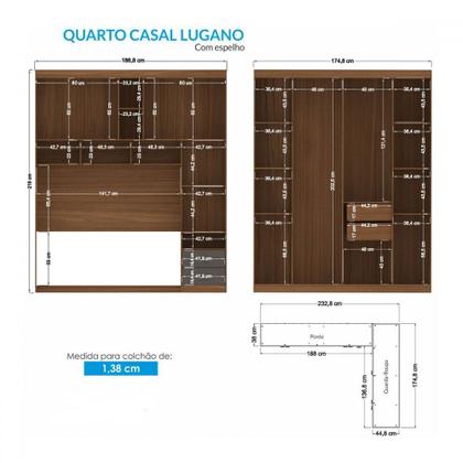 Imagem de Guarda-Roupa Casal Modulado Toledo 7 Portas 4 Gavetas Jatoba/Grafite com Espelho - Pnr Móveis