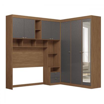 Imagem de Guarda-Roupa Casal Modulado Toledo 7 Portas 4 Gavetas Jatoba/Grafite com Espelho - Pnr Móveis